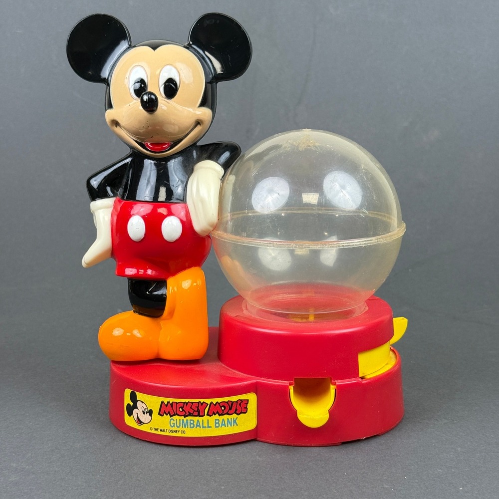 Vintage‎ Mickey Mouse Gumball Bank Superior Toy Disney Coin Bank Plastic